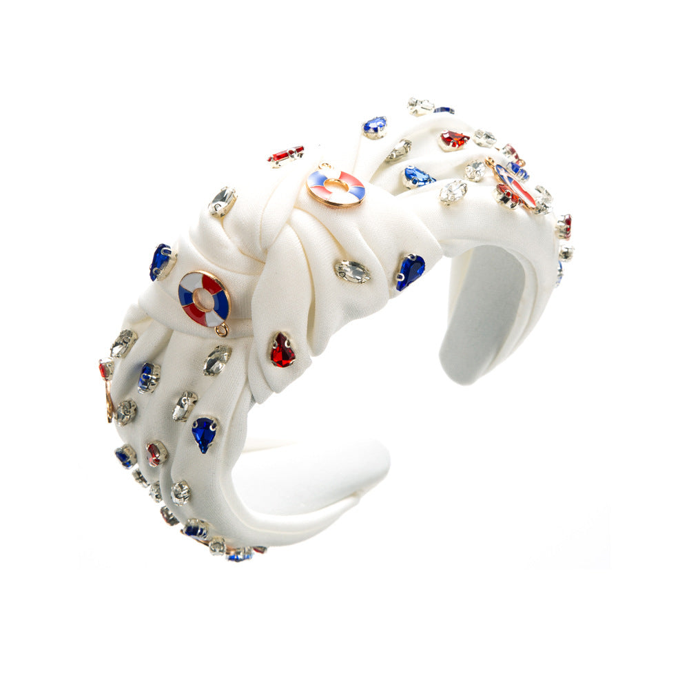 Wholesale Independence Day Wide Edge Knotted Fabric Headband